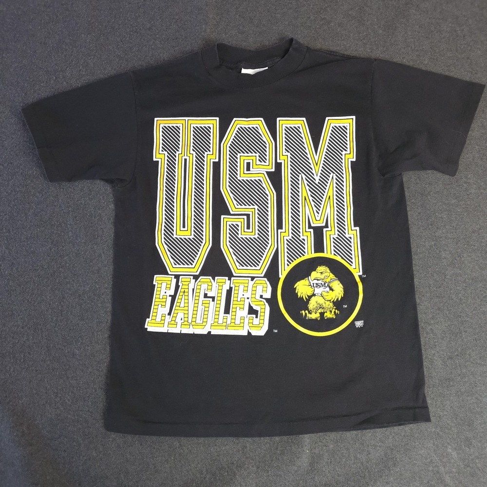 Vintage USM Eagles Shirt Mens Medium Southern Miss College Tee 90s Made USA